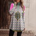 thumbnail image 4 of EIMELI Hauts pour Femmes Col Roulé Boutonné T-Shirts Décontractés pour Femmes Manches Longues Col Roulé Mode Imprimé T-Shirt Chandail Boutonné Cyan L, 4 of 5