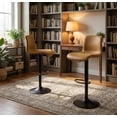 thumbnail image 3 of Bar Stools Set of 2, Height Adjustable Swivel Barstools, Bar Chairs with Backs & Metal Footrest for Home Kitchen, Barstools for Kitchen Dining Reception, PU Leather, Brown, 3 of 6