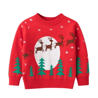 XIMIN Chandail Tricoté de Noël Laid pour Enfants, Mignon et Drôle, Graphique d'Arbre de Noël, Chandails à Col Rond pour Filles, Automne Hiver, Chaud, Chandail de Noël Drôle, Haut