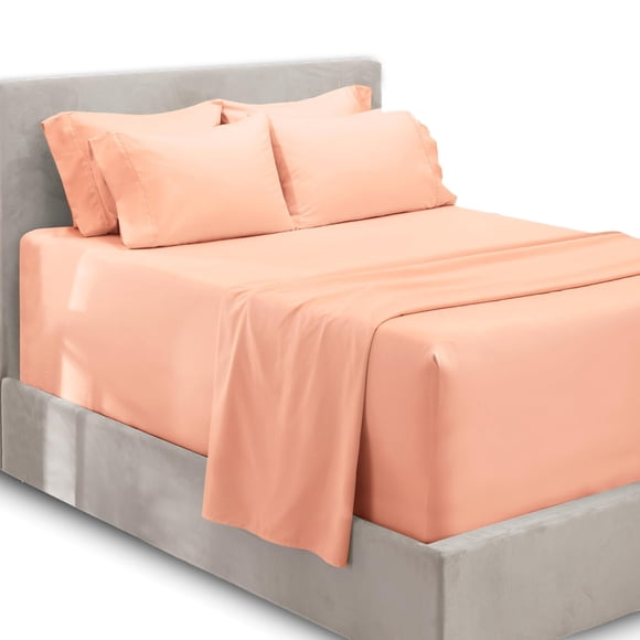 Hearth & Harbor Draps à Poches Extra Profondes - s'Adapte aux Matelas de 18-24 Pouces de Profondeur - Ensembles de Draps Jumeaux à Poches Extra Profondes - 4 Pcs Draps Jumeaux - Draps Jumeaux à Poches Profondes - Draps Pêche
