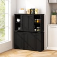 thumbnail image 4 of Costway Buffet Bahut Empilable, Ensemble de 2 avec Portes Coulissantes et Tablette Réglable, Noir, 4 of 9