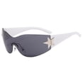 thumbnail image 2 of Fashion Men Women Star Wrap Around Sunglasses Cycling Rimless Futuristic Sunglasses, 2 of 4