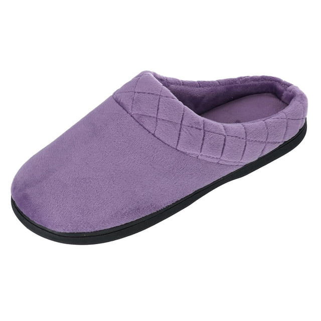 Dearfoams Women's Microfiber Velour Clog Slipper with Quilt Detail