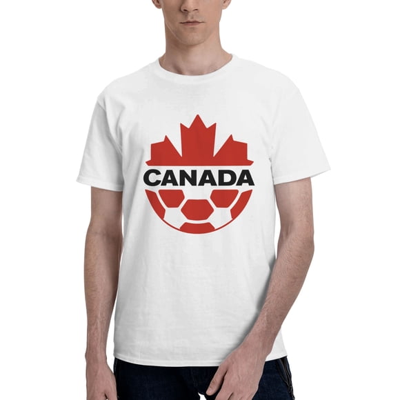 T-Shirt de Base à Manches Courtes pour Hommes de l'Équipe Nationale de Soccer du Canada, Mode, Blanc, XX-Grand