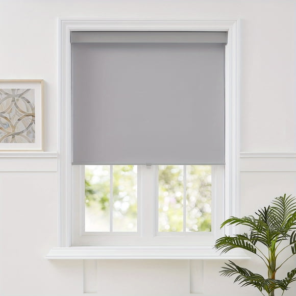 JUNWELL 100% Blackout Roller Shades Cordless Window Blinds For Windows Pull Down Shades With Spring System. Blackout Roller Blinds For Office Bedroom And Home.Easy To Install