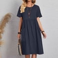 thumbnail image 1 of Gspmoly Robes Décontractées pour Femmes, Mode Femmes Été Décontracté Col Rond Manches Courtes Taille Haute Robe Robes de Travail pour Femmes Offres Hebdomadaires, 1 of 6