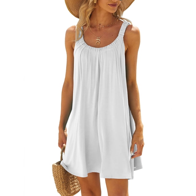 drppepioner Femmes Grande Taille Liquidation Robe de Plage pour Femmes Paréo de Bikini Tenue de Plage Décontractée Vacances Courte Été Robes à Col Licou