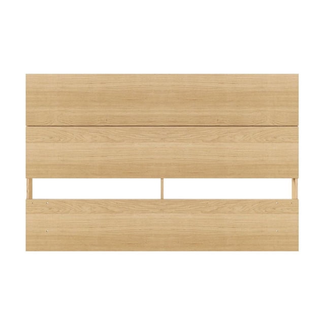 Nexera Tête de Lit à Panneaux en Fini Bois Naturel avec Trois Panneaux Horizontaux Créant un Effet de Planche Moderne, Conçue pour les Lits de Chambre Pleine Grandeur, Montrée Orientée vers l'Avant sur un Fond Blanc, Idéale à Agencer avec les Cadres de Lit Nexera.