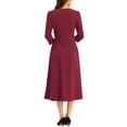 thumbnail image 3 of INSPIRE CHIC Robe de Travail pour Femme Ligne A Manches 3/4 Robe Midi Élégante TP Bourgogne, 3 of 6