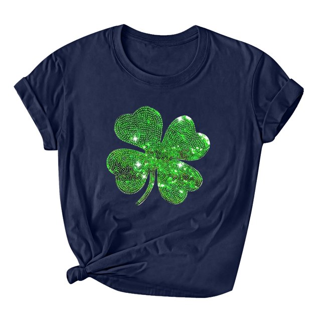 Besolor T-Shirts de la Saint-Patrick pour Femmes, Col Rond, Manches Courtes, T-Shirts Basiques, T-Shirts Graphiques Shamrock, Hauts de Festival