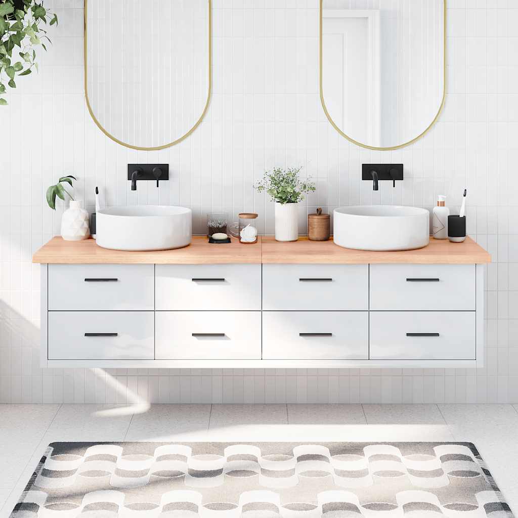 vidaXL Bathroom Countertop Light Brown 200x60x(2-4)cm Treated Solid Wood