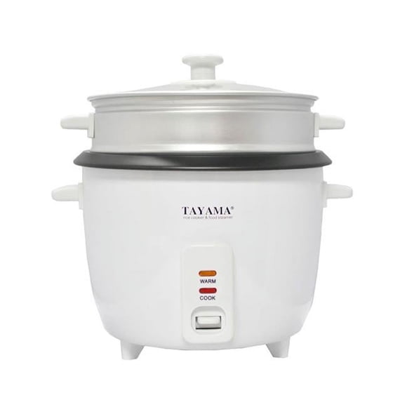 Tayama RC-3 3 Cup Rice Cooker with Steam Tray, White