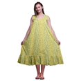 thumbnail image 1 of Bimba Chemises de Nuit en Coton Jaune Moyen à 2 Feuilles et Fleurs Imprimées pour Femmes, Robe Sans Manches, Tenue de Nuit, Robe Maxi X-Small, 1 of 6