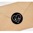 thumbnail image 2 of Darling Souvenir Round 45 Pieces Heart Thank You Stickers Personalized Bride Groom Initials And Date Envelope Seals-Black, 2 of 3