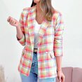 thumbnail image 2 of IROINID Blazer pour Femmes à Manches Longues à Carreaux Col Rabattu, Tenue d'Affaires Confortable Cardigan à Carreaux, 2 of 7
