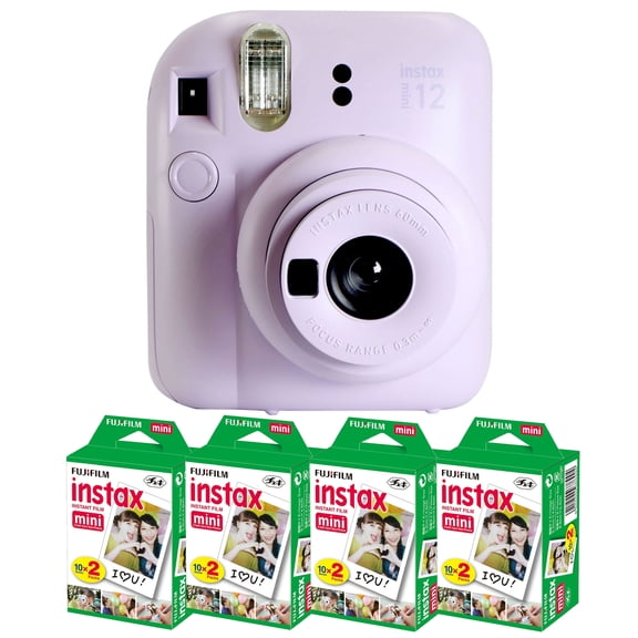 FUJIFILM INSTAX MINI 12 Appareil Photo Instantané (Violet Lilas) + 4x FUJIFILM 2x10 Film MINI INSTAX Film Pack