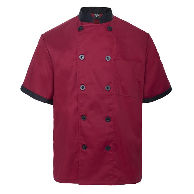 TOPTIE Veste de Chef Unisexe à Manches Courtes, Rouge