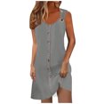 thumbnail image 1 of Ovzne Robes pour Femmes Robe pour Femme Robe de Printemps et d'Été pour Femmes Vacances Boutonnée Col en V à Bretelles Robe Haut Robe de Vacances Imprimée Liquidation, 1 of 6