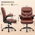 thumbnail image 2 of COOLHUT PU Leather Small Office Chair, Ergonomic Desk Chair with Flip-up Armrests and Wheels, Adjustable Height Computer Gaming Chair, Space Saving, 360 Swivel & Tilt Home Office Chair, 300LBS, 2 of 9