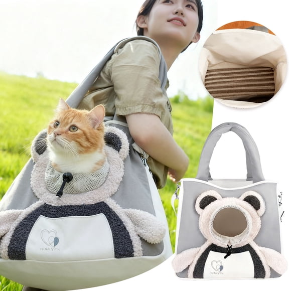 Cozy Cat Travel Sling Tote With Adjustable Strap And Breathable Mesh Opening For Hands-Free Outdoor Adventures