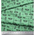 thumbnail image 2 of Soimoi Green Cotton Voile Fabric Coffee Time Text Print Sewing Fabric Yard 56 Inch Wide, 2 of 5