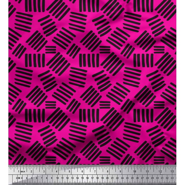 Soimoi Pink Rayon Fabric Brush Stroke Abstract Print Fabric by the Yard 42 Inch Wide
