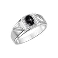 thumbnail image 3 of RYLOS Men's Rings Sterling Silver Classic 7X5MM Oval Gemstone & Diamond Ring Black Star Sapphire March Birthstone Rings For Men Size 10, 3 of 7
