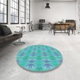 thumbnail image 4 of Ahgly Company Tapis d'Intérieur Lavable en Machine Carré Transitionnel Turquoise Bleu Vif, 7 Pieds Carré, 4 of 7