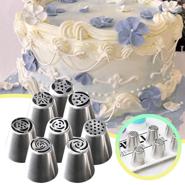Stainless Steel Piping Nozzle Set Molding Flower Butter Extrusion Tool Baking Cake Piping Nozzle Set Proof Durable Smooth Piping Artifact Christmas Ceramic Happy Face Stampers Cookie for Baking