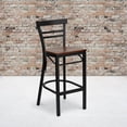 thumbnail image 4 of HERCULES Series Black Two-Slat Ladder Back Metal Restaurant Barstool - Cherry Wood Seat, 4 of 6