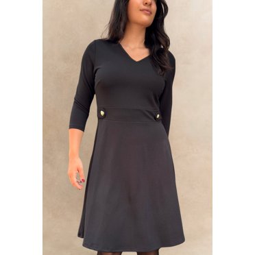 ELEVENMTL Robe Ligne A pour Femmes avec Boutons Dorés
