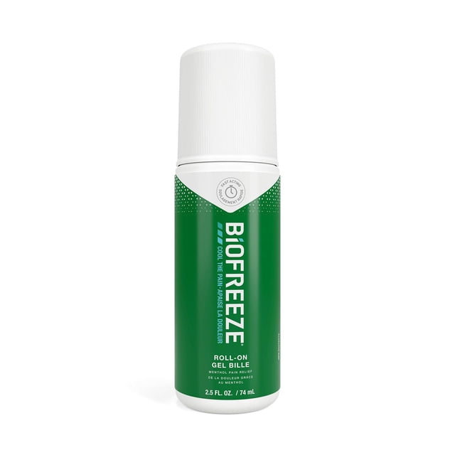 Biofreeze, Roll-on, Soulagement pénétrant de la douleur pour les muscles endoloris, l'arthrite, les maux de dos et les articulations douloureuses, à action rapide, durable, formule menthol, 74 ml