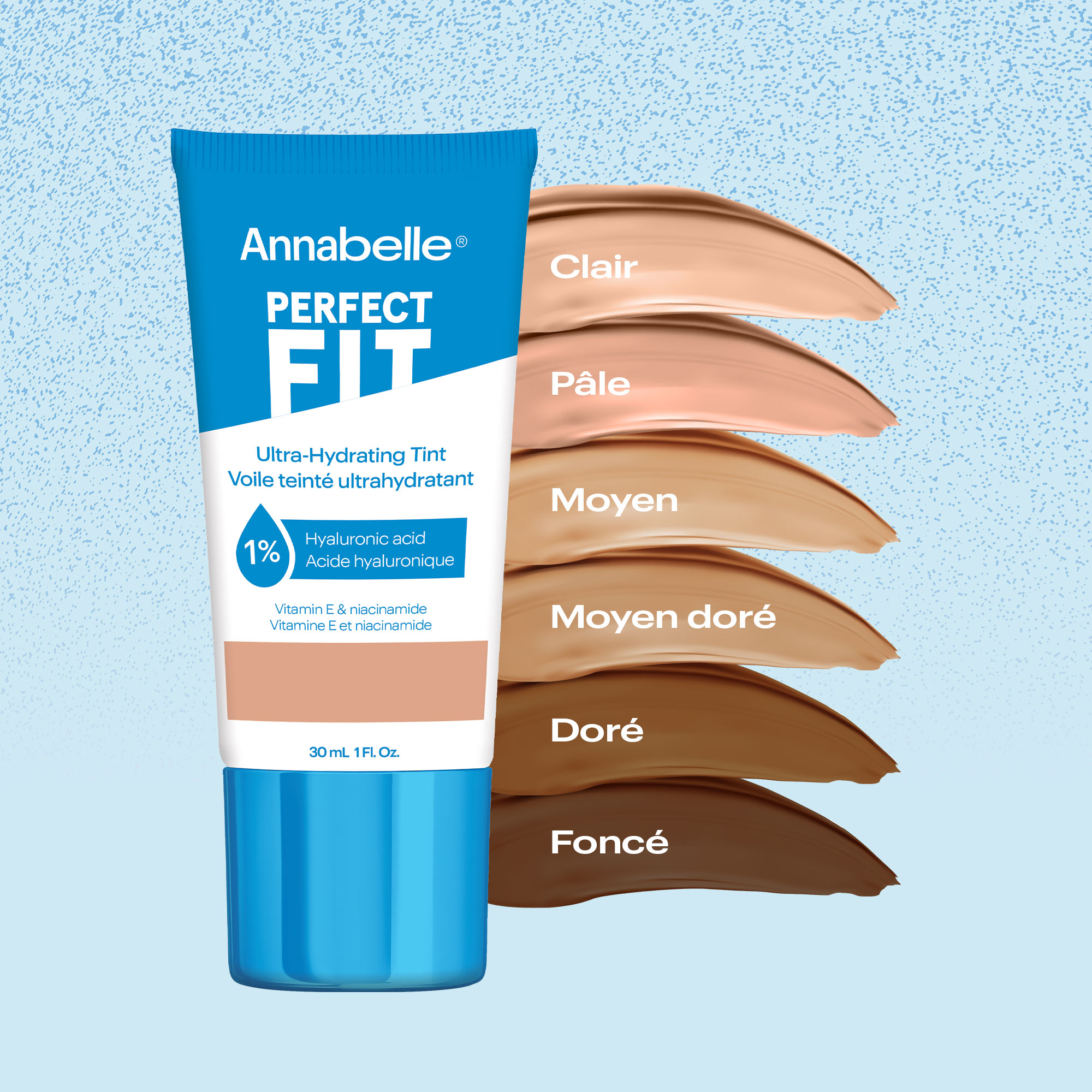 Perfect Fit Teint Ultra-Hydratant avec 1 % d'Acide Hyaluronique, de niacinamide, de Caféine et de Vitamine E