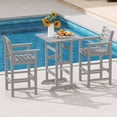 thumbnail image 4 of Costway Ensemble de Bar de Patio 3 Pcs en HDPE Fauteuils avec Table Haute Carrée Repose-Pieds Dossier Gris, 4 of 10