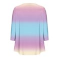 thumbnail image 3 of Pisexur Womens Plus Size Sweatshirt Gradients 3/4 Length Sleeve Tops Fall V-Neck Blouses Spring Ruffle Sleeve Tunic T-Shirts Dressy Casual, 3 of 4