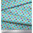 thumbnail image 3 of Soimoi Blue Moss Georgette Fabric Donuts Food Print Sewing Fabric Yard 42 Inch Wide, 3 of 5