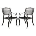 thumbnail image 1 of Pemberly Row Outdoor Dining Chair Set of 2 Mesh Style Back Black Cast Aluminum, 1 of 9