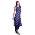 thumbnail image 3 of Moomaya Kurta Sans Manches à Col Peter Pan avec Pantalon Ensemble Ethnique 2 Pcs pour Femmes, 3 of 6
