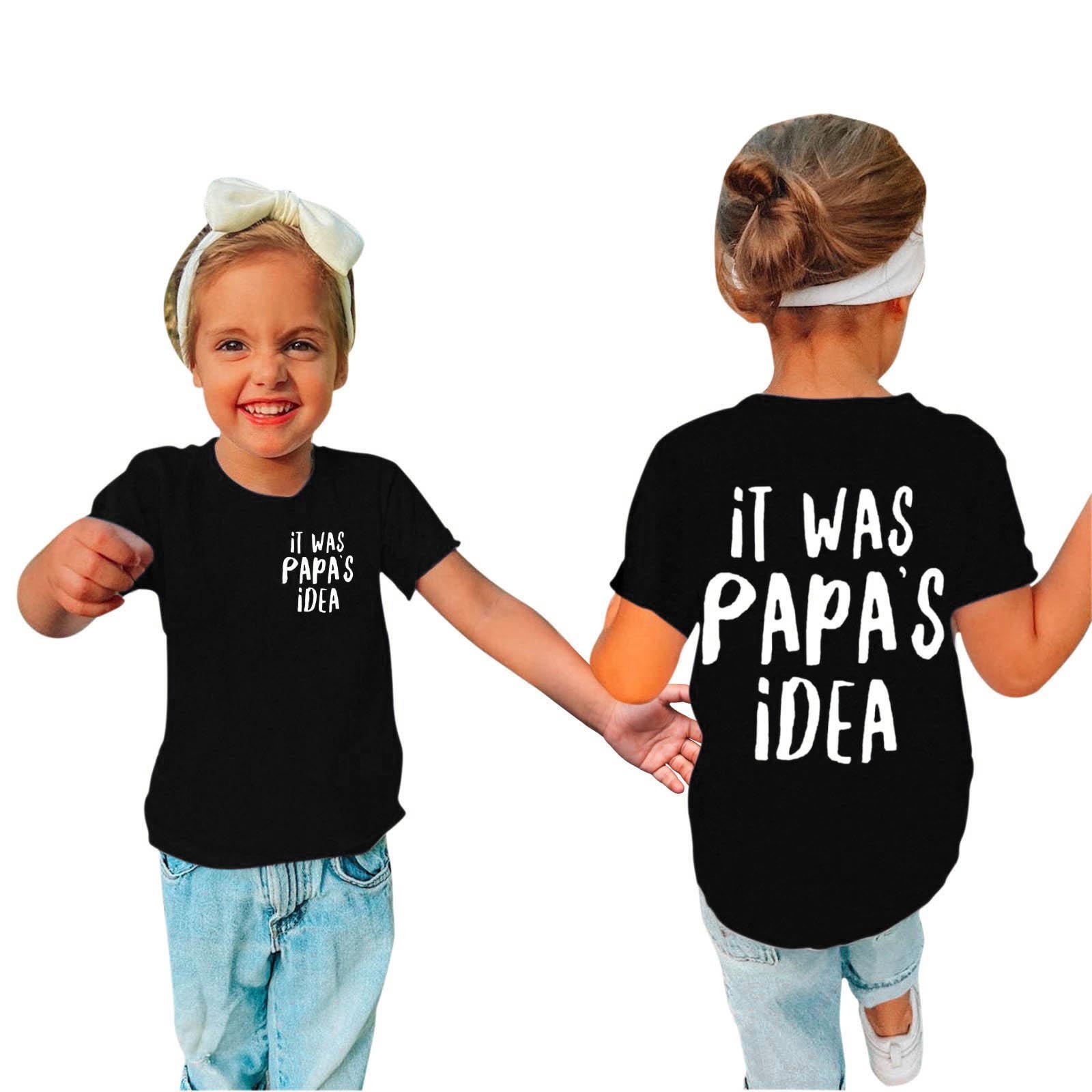 Aboser Idée de PAPA T-Shirts pour Enfants pour Filles de 3 à 14 Ans T-Shirts à Manches Courtes pour Tout-Petits Garçons Coton Blouses Graphiques Décontractées Col Rond Hauts d'Été T-Shirt
