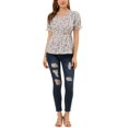 thumbnail image 2 of INSPIRE CHIC Women's Faux Placket Ruffle Hem Puff Sleeve Button Decor Peplum Top, 2 of 6