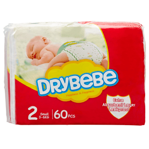 DB-1011 DryBebe #2 - Couches pour bébés Petit paquet de 60 les unités. / Coupes Bébé Petit paq.de 60 Uniquement.