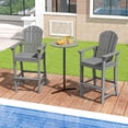 thumbnail image 4 of Gymax Set of 2 Patio HDPE Bar Height Stool All Weather Chair Armrest Footrest Grey, 4 of 10