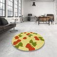 thumbnail image 4 of Ahgly Company Tapis Rond Lavable en Machine Intérieur Transitionnel Jaune Audacieux, 3 Pieds Rond, 4 of 7