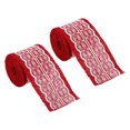 thumbnail image 1 of Unique Bargains Ruban en Toile de Jute 2,4 Pieds de Large 2,2 Yards Rouleau de Dentelle Blanche Tissu d'Emballage Rouleau Rouge 2 Pcs, 1 of 6
