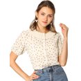 thumbnail image 1 of INSPIRE CHIC Women's Floral Puff Sleeves Pleated Collar Button Down Shirt, 1 of 6