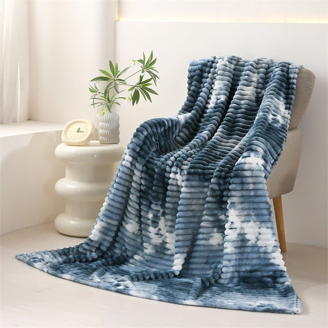 Rvkxad 200x230cm Blue Velvet Blanket, Winter Thick Conditioning Cover for Bed Sofa, Large Blanket