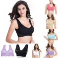 thumbnail image 5 of Women Front Cross Side Buckle Bra Wireless Lace Breathable Bra Intimates Without Steel Ring, 5 of 5
