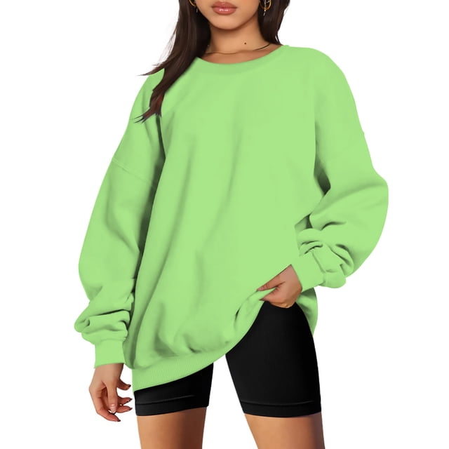 Jienlioq Femmes Manches Longues Liquidation Mode Femme Manches Longues Col Rond Chandail en Molleton Ample Blouse Unie Hauts Sélection Flash