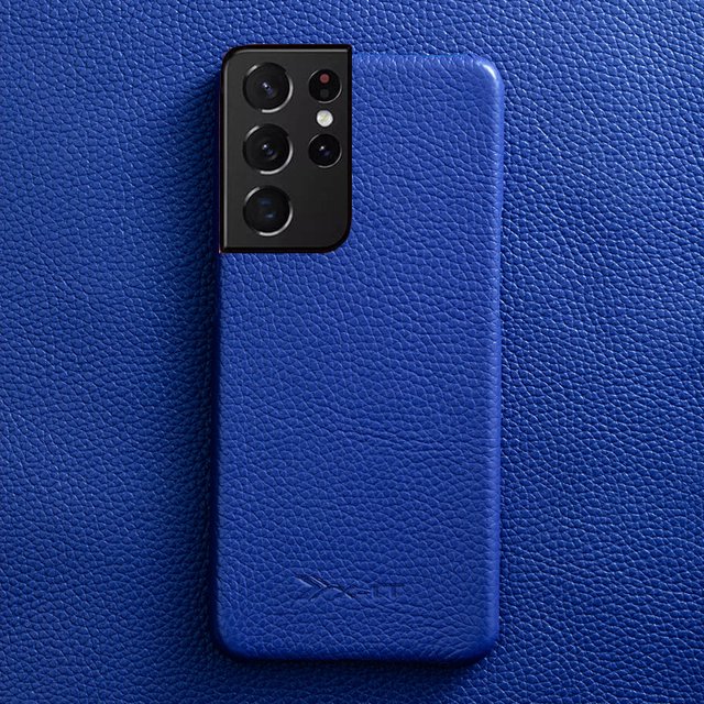 Genuine Leather Case for Samsung Fashion Leather Shell, Sapphire Blue S22 Plus / S21+