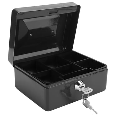Cash Box, Money Storage Box Lockable Safe Lock Box, For Black